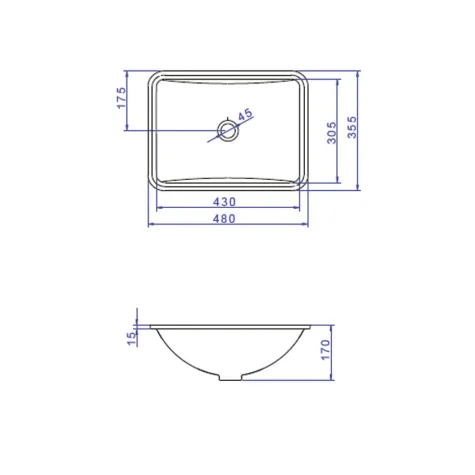CUBA DECA DE EMBUTIR L.375.17 48X35 BLANCO